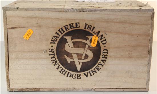 A case of twelve bottles of Stoney Ridge Waiheke Island, 2006.